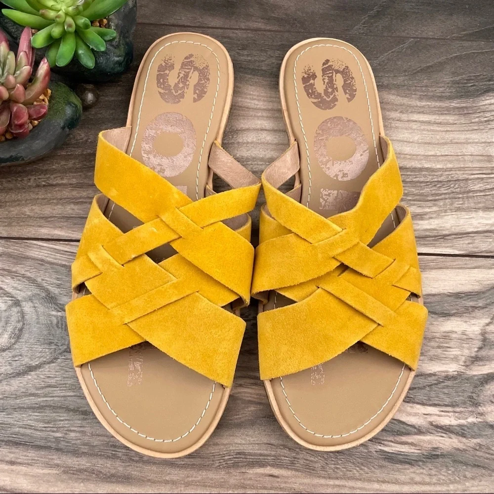 NEW Sorel Ella Woven Suede Slide Sandal 8.5